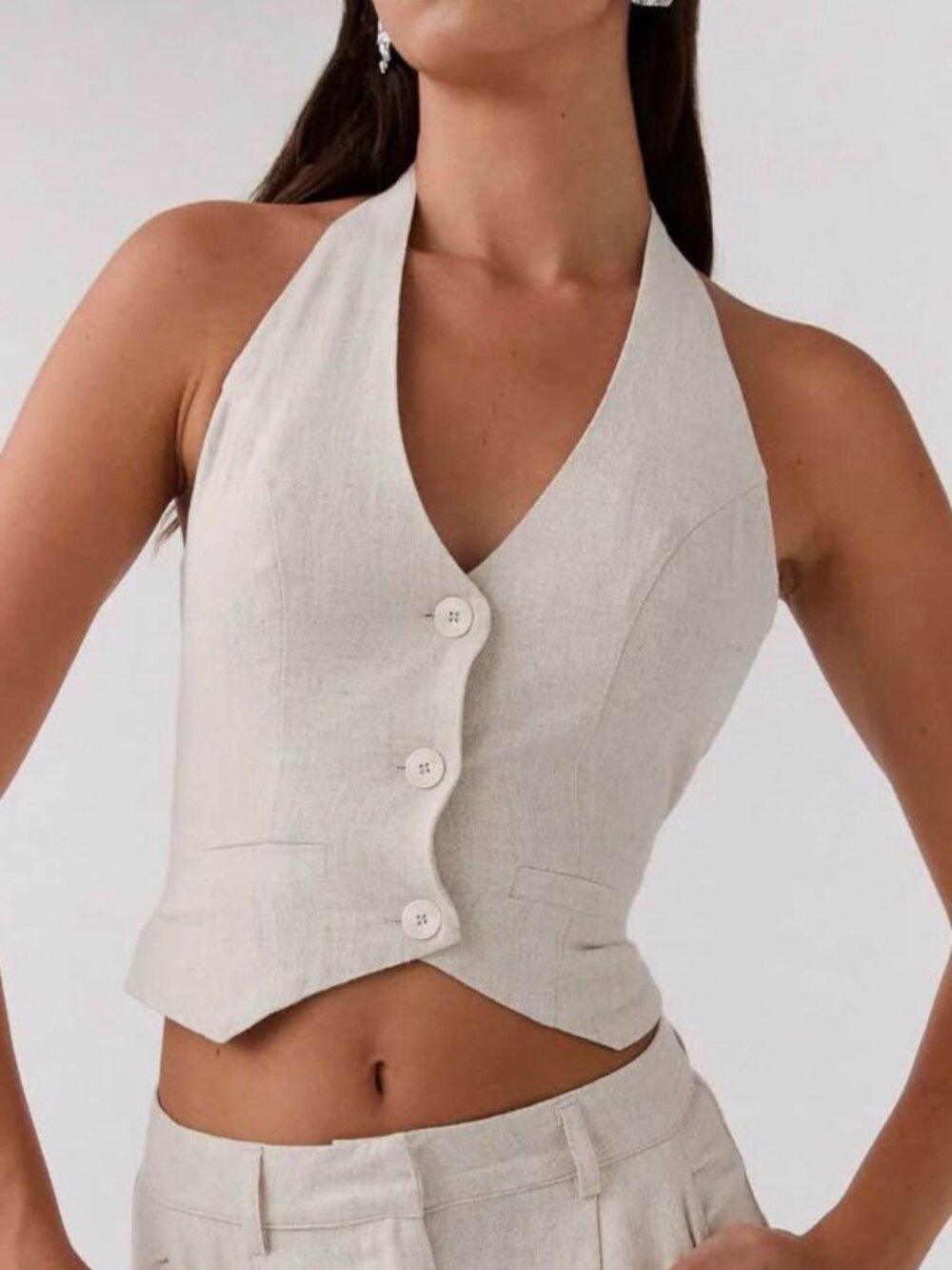 PEPPERMAYO AMBROSA HALTERNECK LINEN VEST